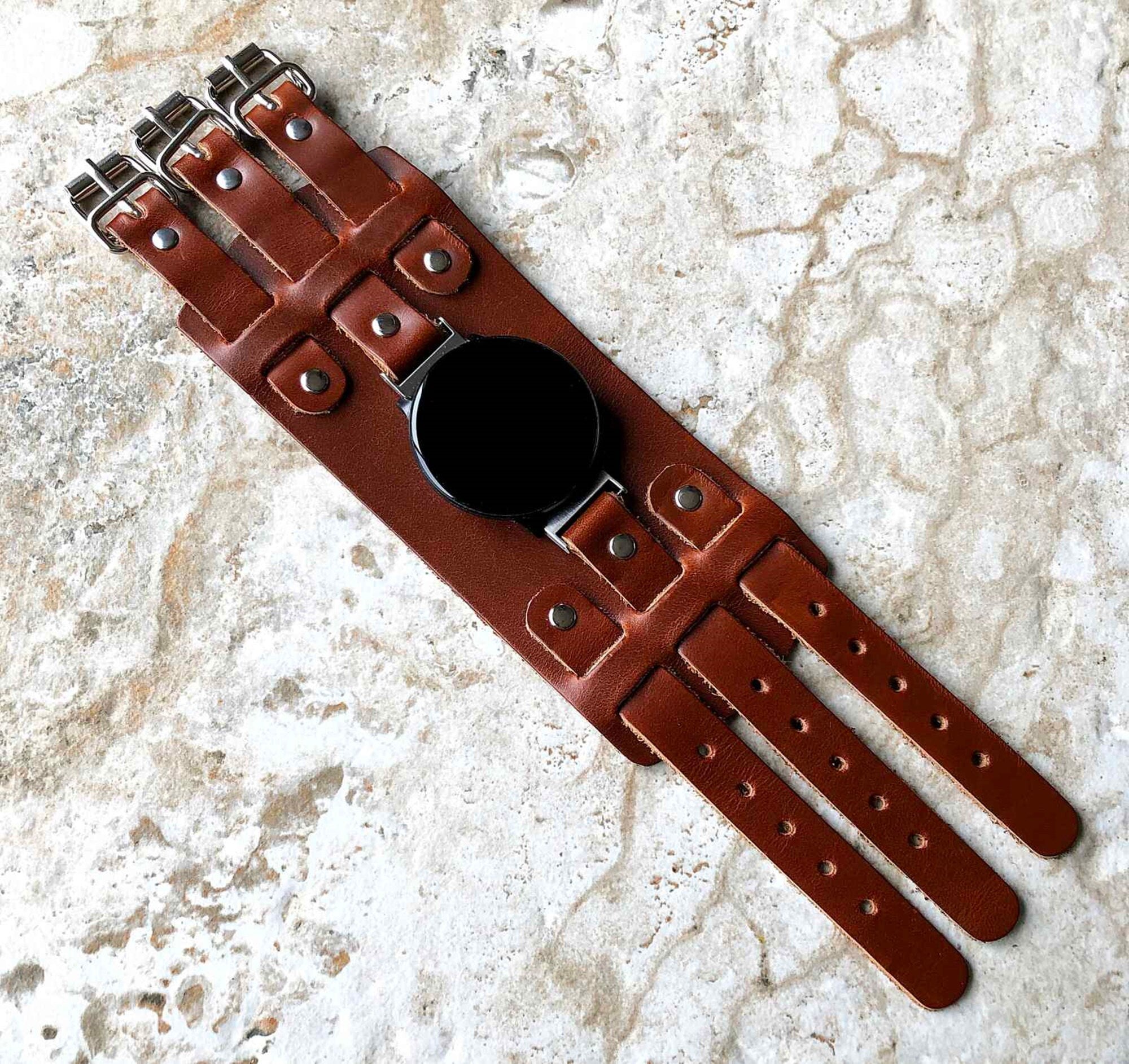 Google Pixel Watch 3 2 1 41mm Band Cuff Bund Steampunk Wide Strap Thick Soft Genuine Leather Bracelet Fashion Accessory Tech Jewelry BR-20